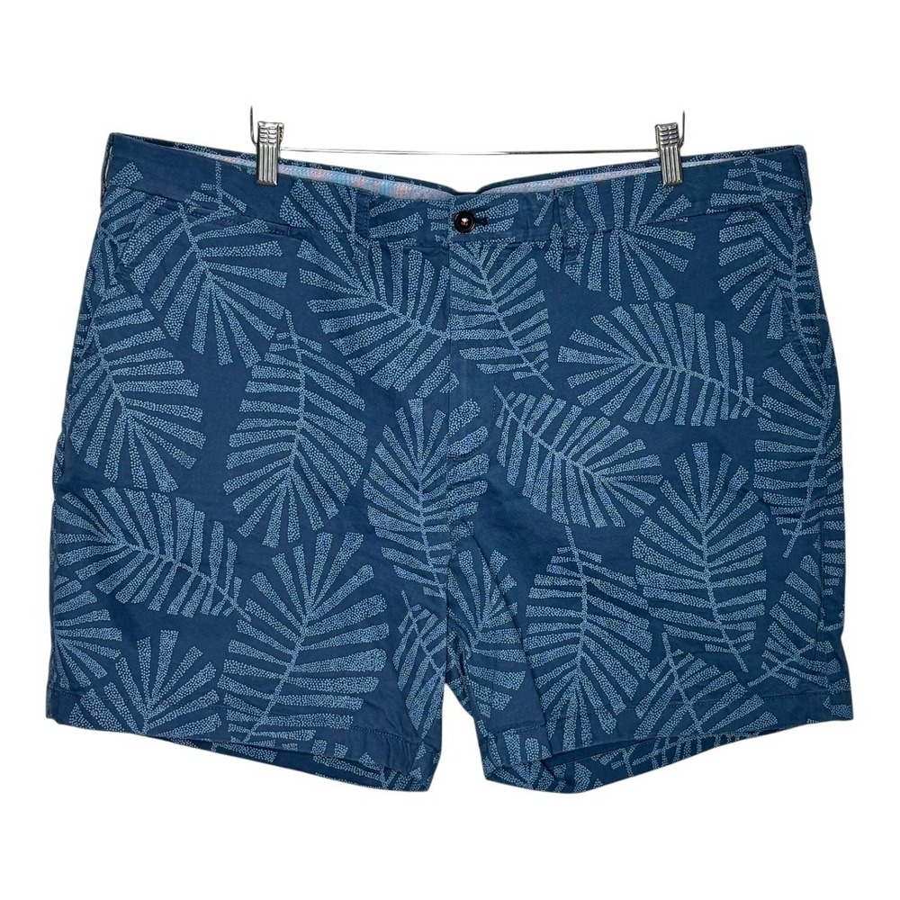 Tommy Hilfiger Shorts Mens 44 Blue Tropical Palm Leaf Print Chino Cotton Stretch